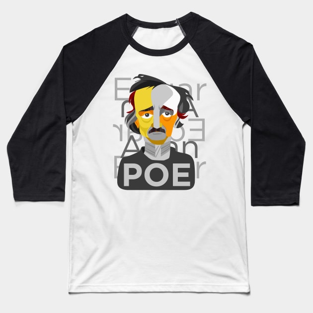Edgar Allan Poe - Suicidal Poet Baseball T-Shirt by LeCouleur